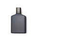 Dark blue Bottle of Perfume isolated on white background with clipping path. Top view, Horizontal. Royalty Free Stock Photo