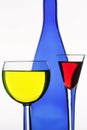 Dark blue bottle and two wine-glasses Royalty Free Stock Photo