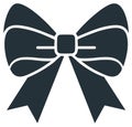 Dark Blue Bow Silhouette with White Outline - Graphic Design Element Royalty Free Stock Photo