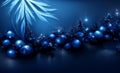 Dark blue christmas background with trees, snowflakes and toys Royalty Free Stock Photo