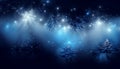 Dark blue christmas background with trees, snowflakes and toys Royalty Free Stock Photo