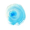 Dark Blue circle painted with watercolors isolated on a white background. Royalty Free Stock Photo