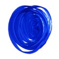 Dark Blue circle painted with watercolors isolated on a white background. Royalty Free Stock Photo