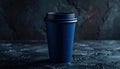 Dark Blue Coffee Cup on Textured Surface Royalty Free Stock Photo