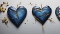 dark blue color broken heart with gray color background. Ai Generative Royalty Free Stock Photo