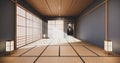 Dark blue color japan interior design,modern living room. 3d illustration, 3d rendering Royalty Free Stock Photo