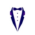 dark blue colored bow tie tuxedo collar icon. Element of evening menswear illustration. Premium quality graphic design icon. Signs Royalty Free Stock Photo