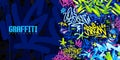 Blue Colorful Abstract Urban Style Hiphop Graffiti Street Art Vector Illustration Background
