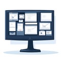 Dark blue computer screen displaying multiple web pages Royalty Free Stock Photo