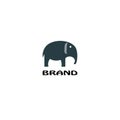 Dark blue cute elephant logo. Simple elephant logo.