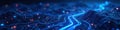Dark blue digital landscape, glowing circuits data streams, data, internet Royalty Free Stock Photo