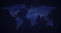 Global data network map at night visualization Royalty Free Stock Photo