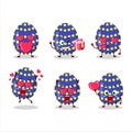 Dark blue easter egg cartoon character with love cute emoticon Royalty Free Stock Photo