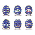 Dark blue easter egg cartoon character with sad expression Royalty Free Stock Photo