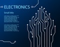 Dark Blue electronics background with line. circuit board Royalty Free Stock Photo