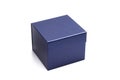 Dark blue elegant carton box isolated on white background. Blank single gift box