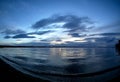 Dark blue evening sky over the lake Royalty Free Stock Photo