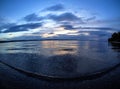 Dark blue evening sky over the lake Royalty Free Stock Photo