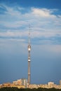 Dark blue evening sky over Ostankinskaya TV tower Royalty Free Stock Photo