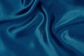 Dark Blue Fabric Cloth Texture For Background And Design Art Work, Beautiful Crumpled Pattern Of Silk Or Linen