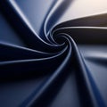 Dark blue fabric gracefully twists and folds in a spiral pattern, creating a smooth, eleg Royalty Free Stock Photo