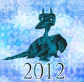 Dark blue fantastic dragon-symbol 2012 New Years.