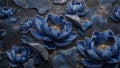Dark blue floral composition with dramatic lighting Royalty Free Stock Photo
