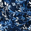 Dark blue floral vine pattern with multidimensional shading (tiled)