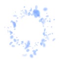 Dark blue flower petals falling down. Lovely romantic flowers vignette. Flying petal on white square