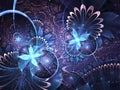 Dark blue fractal flowers Royalty Free Stock Photo