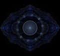 Dark blue fractal mandala on black background Royalty Free Stock Photo