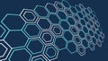 Dark Blue Futuristic Hexagonal Grid Pattern, vector design Generative AI Royalty Free Stock Photo