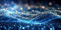 Dark Blue Futuristic Wave Pattern A Stunning TiltShift Photography Image of Dynamic Movement and Luminous Particles Royalty Free Stock Photo