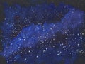 Dark blue galaxy background painted with acrylics