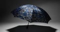 Dark Blue Geometric Pattern Umbrella with Abstract Triangles and Lines on a Dark Background Keywords: umbrella Royalty Free Stock Photo