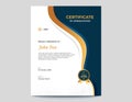 Vertical Dark Blue and Gold Waves Certificate Design