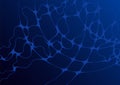 Dark blue gradient background with fluid grid elements