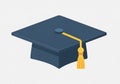 A dark blue graduation cap with a flat, square top and a circular button in the center. A Royalty Free Stock Photo