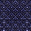 Dark blue gray metal, glass, kaleidoscope, mosaic tile, stone, paper geometric ornament 3D seamless texture