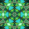 Dark blue and green fractal mandala Royalty Free Stock Photo