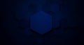 Dark blue hexagonal pattern featuring a prominent central hexagon on a Royalty Free Stock Photo