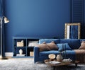 Dark blue home interior background, modern style