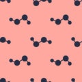 Dark blue hydrogen atom icon isolated seamless pattern on pink background. Vector Royalty Free Stock Photo