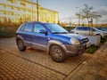 Dark blue Hyundai Tucson Arizona CRDI 4wd private car old model Royalty Free Stock Photo