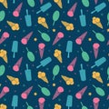 Dark blue ice cream and candy seamless pattern Royalty Free Stock Photo