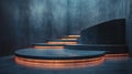 Dark Blue Illuminated Steps Platform Royalty Free Stock Photo
