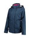 Dark blue jacket with hot pink lining. Zipper placket. Royalty Free Stock Photo