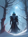 dark blue king in the forest, illustration art