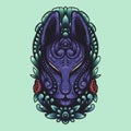 Dark blue kitsune mask ornamental vector illustration