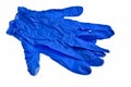 Dark blue latex gloves.